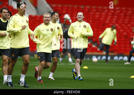 Bild von Chris Bull Michael Owen, Gary Neville, Paul Scholes, Ryan Giggs und Wayne Rooney Stockfoto