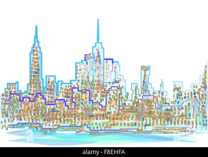 New York City zu abstrahieren. Multicolor moderne silhouette Stock Vektor