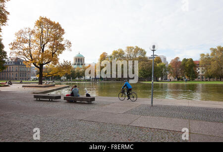 Archivbilder der Zentrale Stuttgart.  Ansicht des Sees bei Oberer Schlossgarten (oberen Schlossgarten) Stockfoto