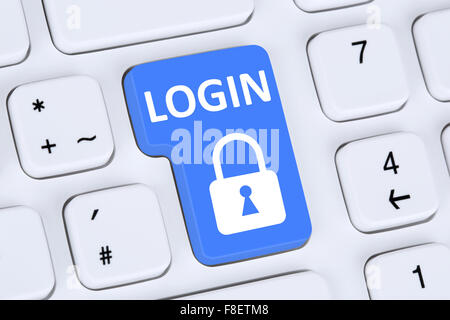 Login-Button legt mit Passwort online Internet Web Computer Mitglied Stockfoto