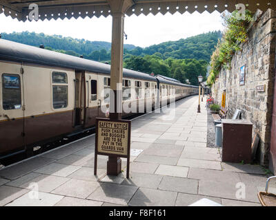 Plattform in Llangollen Railway Station Denbighshire Wales UK Stockfoto