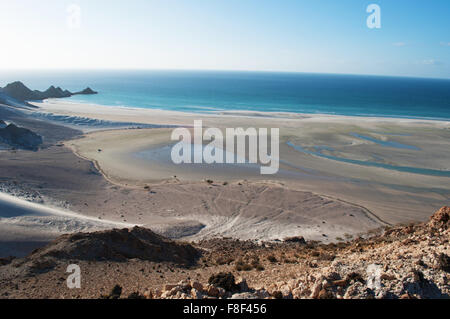 Das Naturschutzgebiet von Qalansia Beach, Golf von Aden, Arabisches Meer, Insel Sokotra, Jemen, Nahost. Einzigartige Artenvielfalt Stockfoto