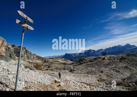 Blick von der Franz Kostner Hütte in den Dolomiten, Italien Stockfoto