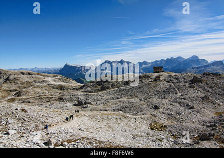 Blick von der Franz Kostner Hütte in den Dolomiten, Italien Stockfoto