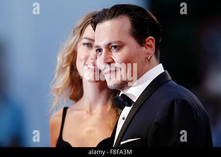 Venedig, Italien - 4 SEPTEMBER: Johnny Depp und Amber Heard besuchen "Schwarze Messe" Premiere während der 72. Filmfestspiele von Venedig Stockfoto