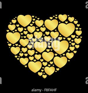 Goldherzen auf schwarz Stock Vektor