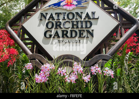 Singapur - 2. August 2014: Eingang zum National Orchid Garden am 2. August in Singapur, Singapur. National Orchid Garden ist ein Stockfoto