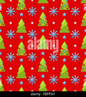 Roten nahtlose Weihnachten Muster grüne Tanne Stock Vektor