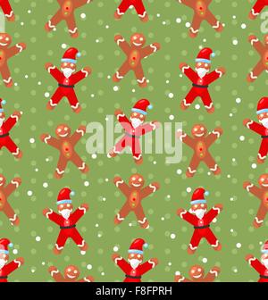 Musterdesign Weihnachten mit Santa Claus Schnee und Candy cane Stock Vektor
