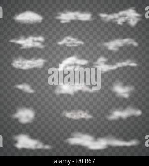 Kollektion Wolken auf transparenten Hintergrund Stock Vektor