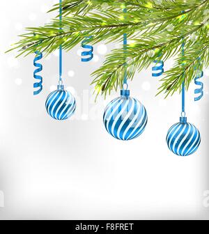 Glitter-Weihnachtskarte mit Tannenzweigen Stock Vektor