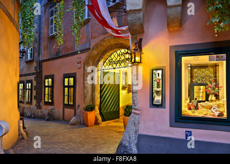 Das "wienerische" ("Griechen" Tavern - Inn "), eines der ältesten Restaurants (gegr. 1447) in Wien, Österreich. Stockfoto