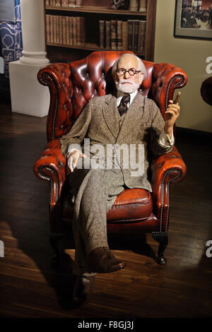 Sigmund Freud in Madame Tussauds Wachsfiguren Museum, Prater Park, Wien Stockfoto