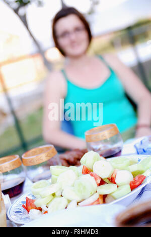 außen Mittagessen Stockfoto