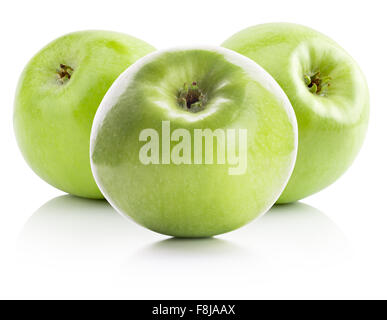 grüne Äpfel auf dem weißen Hintergrund isoliert. Stockfoto