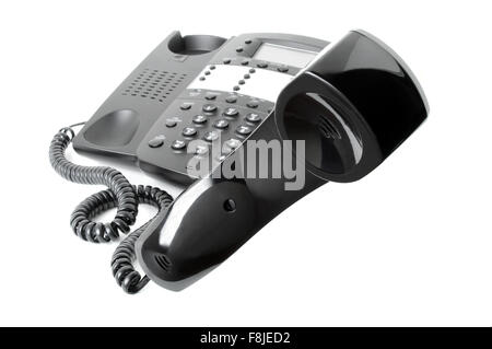 Business-Telefon mit Empfänger aus dem Schneider, schwebt in der Luft schneiden Sie isoliert auf weißem Hintergrund Stockfoto