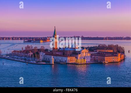 Erhöhten Blick auf einer Insel in der Lagune bei Sonnenuntergang, Italien Stockfoto