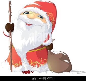 Väterchen Frost auf einem weißen Hintergrund gemalt Stock Vektor