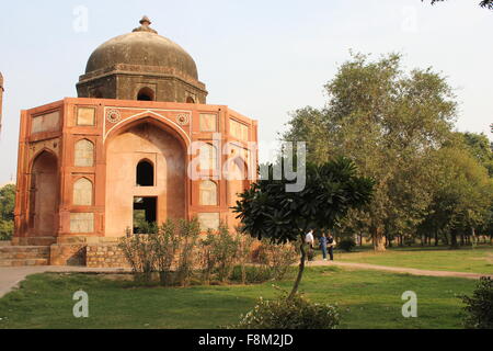 Delhi, Indien, 25. November 2012: Humayun Mausoleum, architektonische Details. Der Ort ist das Grab des Mughal Kaisers Humayun. Stockfoto