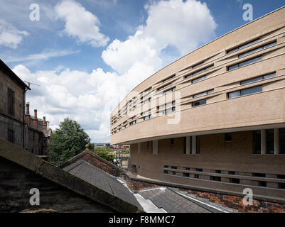 Chetham es School of Music. Außenansicht von den oberen Stockwerken der Chetham es School of Music in Manchester Stockfoto