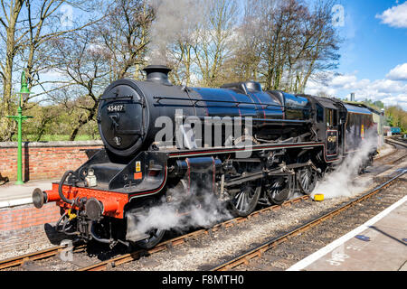 Die Dampflokomotive The Lancashire Fusilier an Pickering station im Rahmen einer Dampf-gala Stockfoto