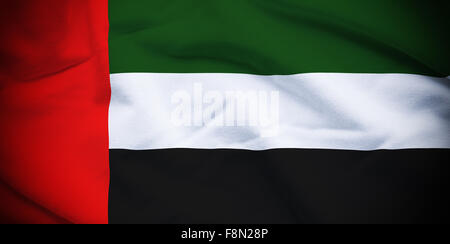 Wellig und wellige Nationalflagge der VAE Hintergrund. Stockfoto