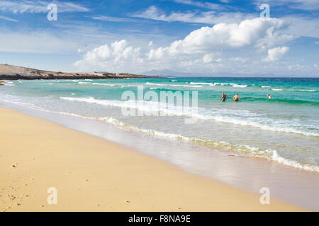 Insel Fuerteventura, Strand in der Nähe von Corralejo, Parque Natural de Corralejo, Spanien, Kanarische Inseln, Stockfoto