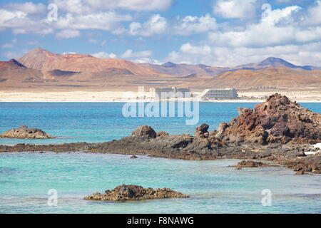 Blick von Lobos Insel, Insel Fuerteventura, Spanien, Kanarische Inseln Stockfoto