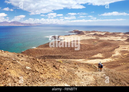 Touristen auf der Insel Lobos, Kanarische Inseln, Spanien Stockfoto