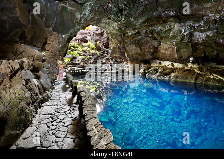 Insel Lanzarote, Jameos del Aqua, See in vulkanischen Höhle, Kanarische Inseln, Spanien Stockfoto