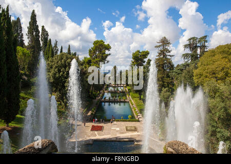 Orgel-Brunnen, 1566, Gehäuse der Orgel Pipies angetrieben von Luft aus den Brunnen. Villa d ' Este in Tivoli, Italien Stockfoto