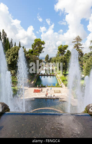 Orgel-Brunnen, 1566, Gehäuse der Orgel Pipies angetrieben von Luft aus den Brunnen. Villa d ' Este in Tivoli, Italien Stockfoto