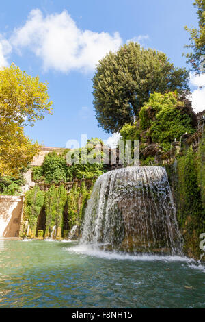 Orgel-Brunnen, 1566, Gehäuse der Orgel Pipies angetrieben von Luft aus den Brunnen. Villa d ' Este in Tivoli, Italien Stockfoto