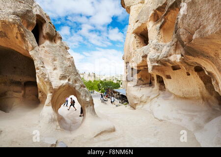Cappadocia - Türkei, Steinhäuser in der Nähe von Zelve, UNESCO Stockfoto