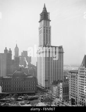 Woolworth Building in New York City, USA, ca. 1913 Stockfoto