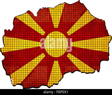 Mazedonien Karte mit Flagge im Inneren Stock Vektor