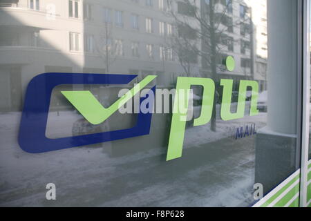 PIN ag Marke auf Fenster in berlin Stockfoto