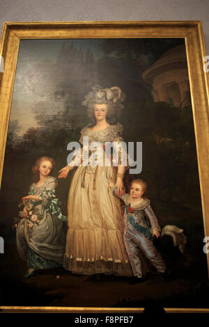 Ein Gemälde von Marie Antoinette mit ihren beiden ältesten Kinder, Marie-Thérèse Charlotte und der Dauphin Louis Joseph, Petit Trianon Stockfoto