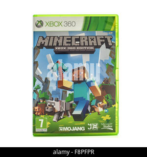 Minecraft Spiel für die Xbox-Konsole auf einem weißen Hintergrund Stockfoto