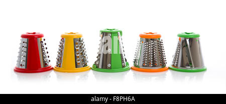 Sammlung von bunten Blender Fräser auf weißem Hintergrund Stockfoto