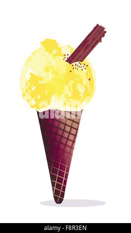 Ein Vanille Eis mit Schokolade auf einem weißen Hintergrund Stock Vektor