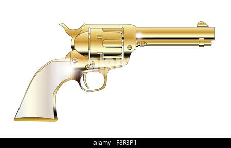 Birne-Griffe-Revolver in Gold auf weiß Stock Vektor