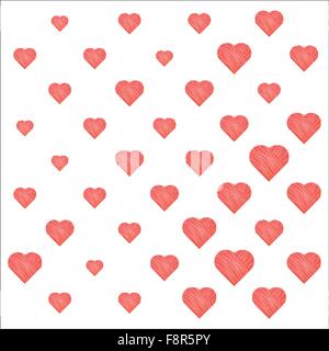 Valentinstag abstraktes Muster mit Origami Stil Papierherzen auf weißem Hintergrund. Vektor-Liebe-Konzept Stock Vektor