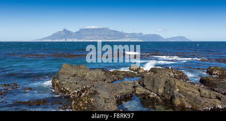Kapstadt gesehen von Robben Island, Western Cape, Südafrika Stockfoto