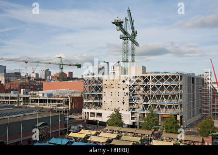 Hochturmkrane Kran auf Victoria Gate Baustelle Leeds City Centre West Yorkshire England Vereinigtes Königreich GB Großbritannien Stockfoto