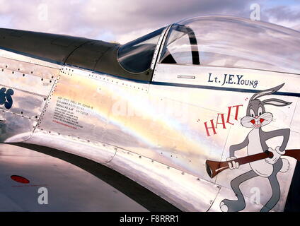Nordamerikanischer Mustang P - 51D Jumpin Jaques besuchen White Waltham Stockfoto