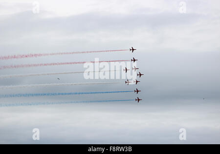 Rhyl Flugschau August Bank Holiday mit dem RAF rote Pfeile akrobatische Display Team Stockfoto