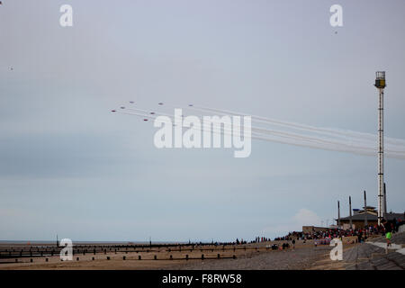 Rhyl Flugschau August Bank Holiday mit dem RAF rote Pfeile akrobatische Display Team Stockfoto