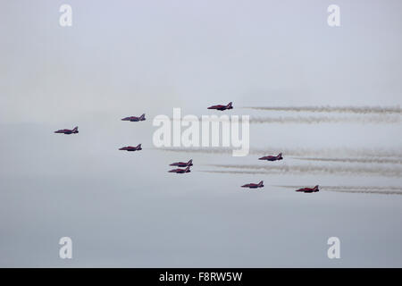 Rhyl Flugschau August Bank Holiday mit dem RAF rote Pfeile akrobatische Display Team Stockfoto