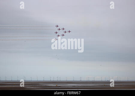 Rhyl Flugschau August Bank Holiday mit dem RAF rote Pfeile akrobatische Display Team Stockfoto